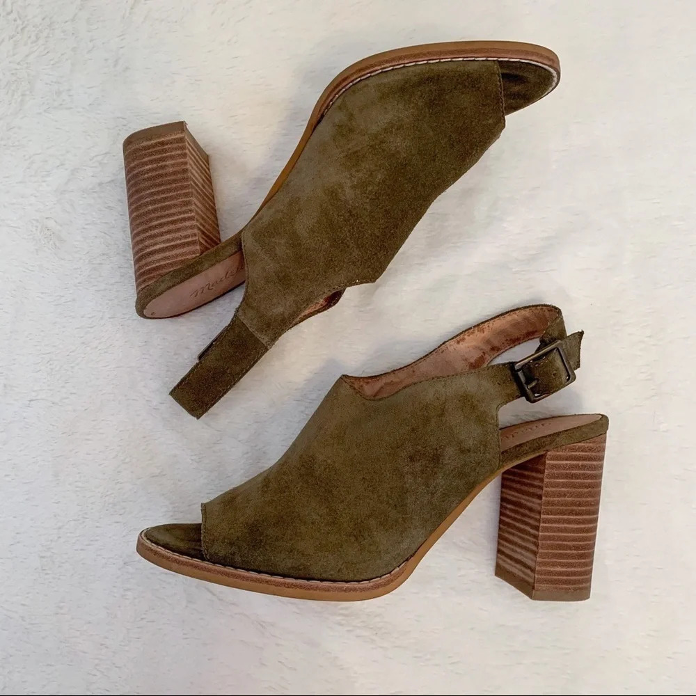 Madewell Green Suede Slingback Cary Sandal - Picture 2 of 7